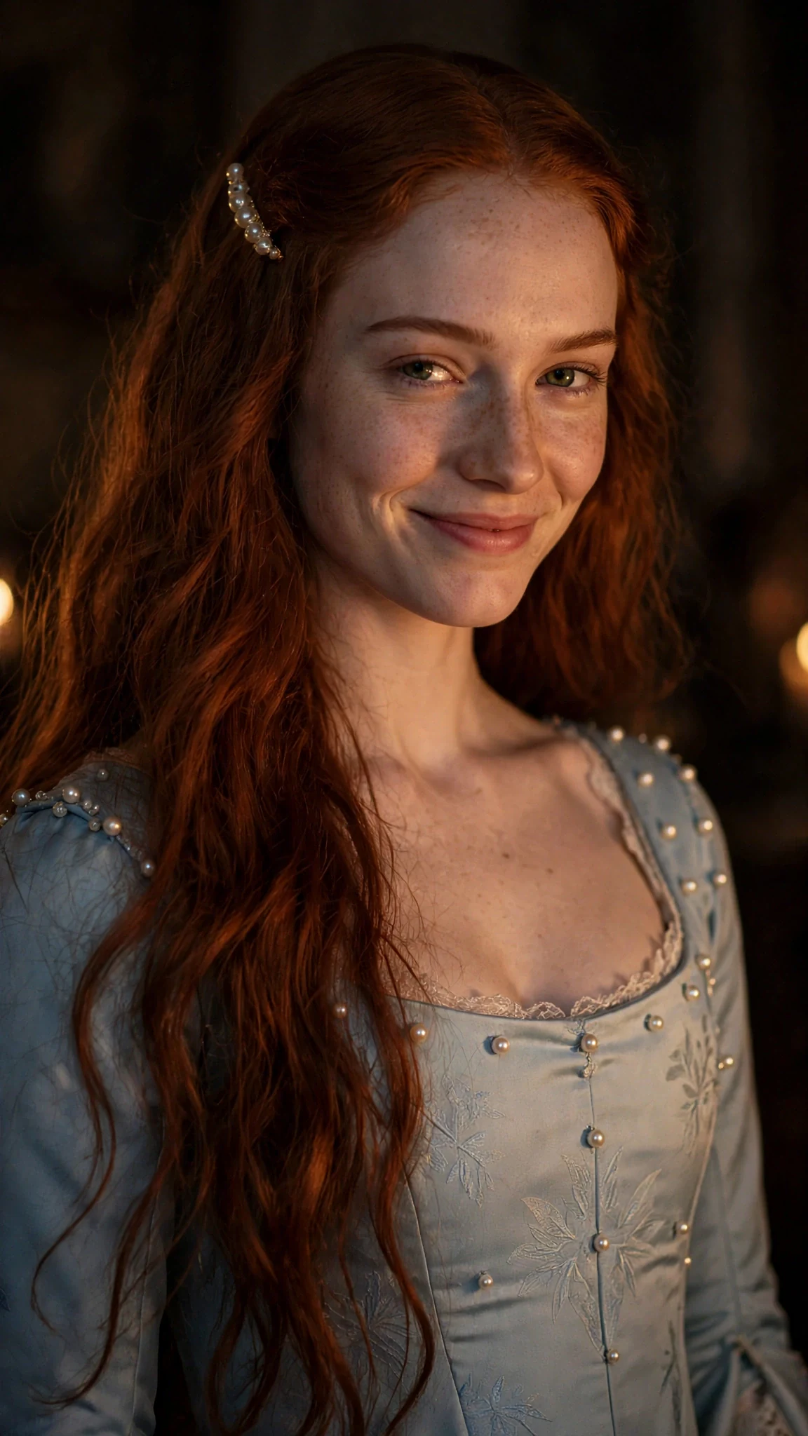 The noblewoman smiling a small, patient, dangerous smile.