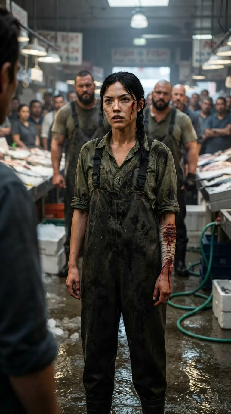 Kestra stands alone in the middle of the market row and speaks, blood on her sleeve.