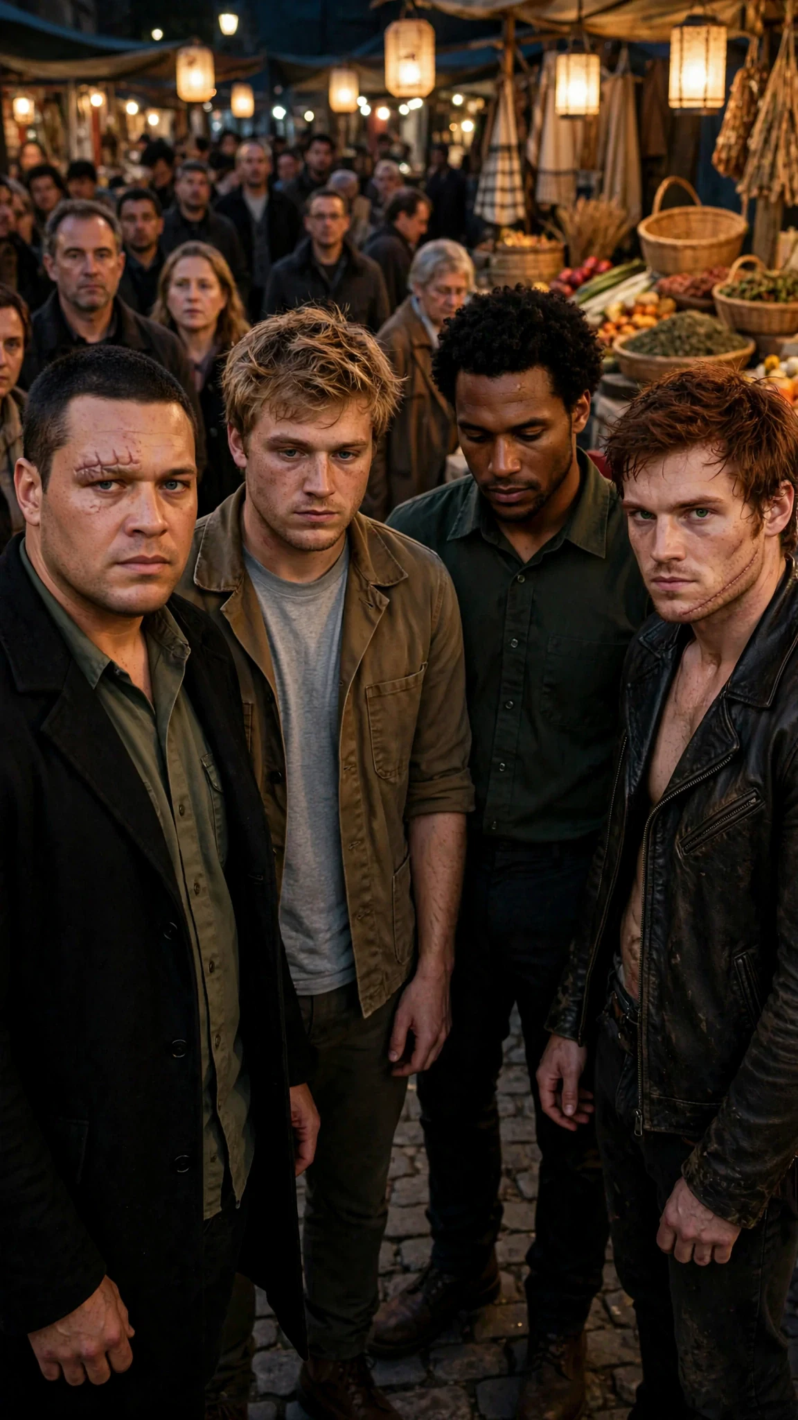 The four Alphas stand still and shaken as the market goes silent around them.