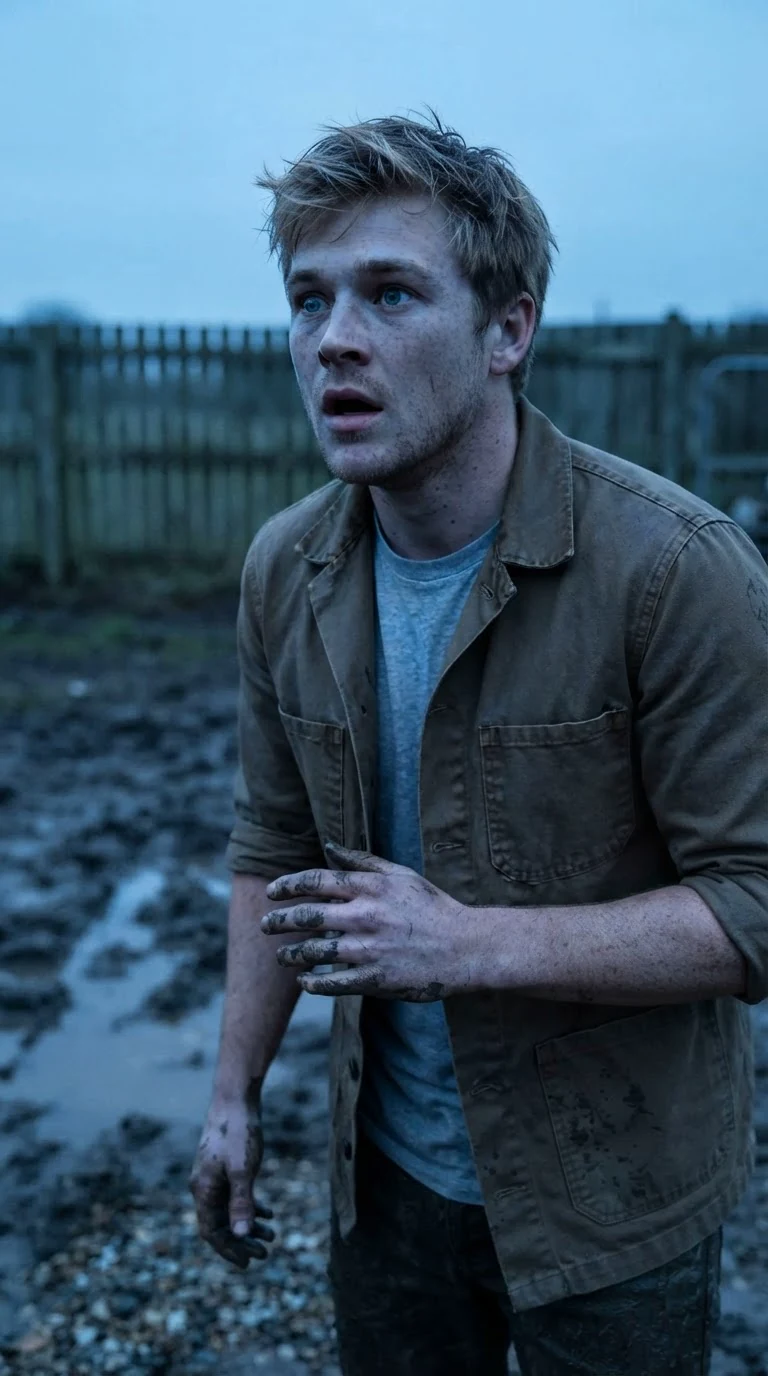 The sandy-haired man goes completely still, his grin gone.