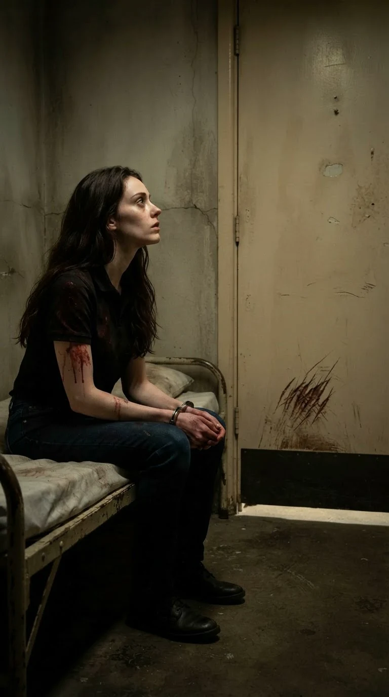Corrie lifts her head toward the closed door as something scratches on the other side.