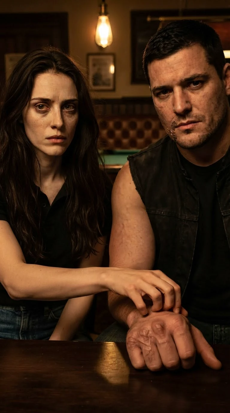 Corrie's fingers close around Garrick's scarred hand, her eyes going blank.