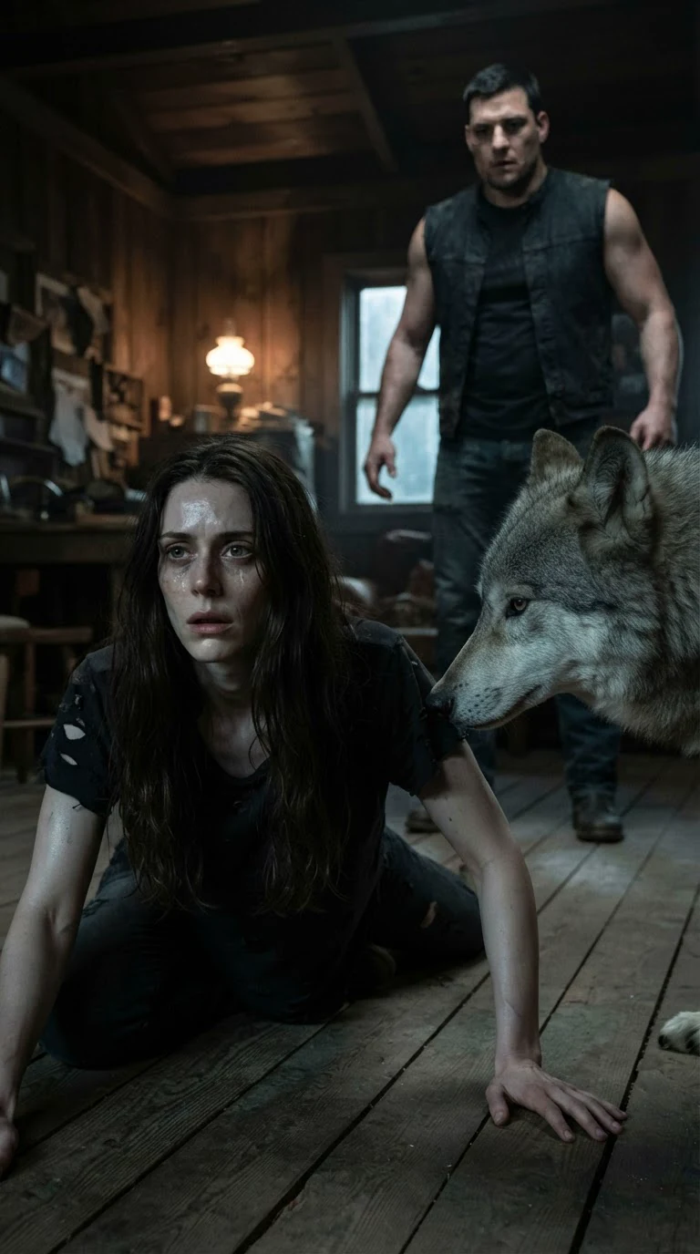 Corrie drops to her knees on the floor, gasping, the wolf nosing her arm.