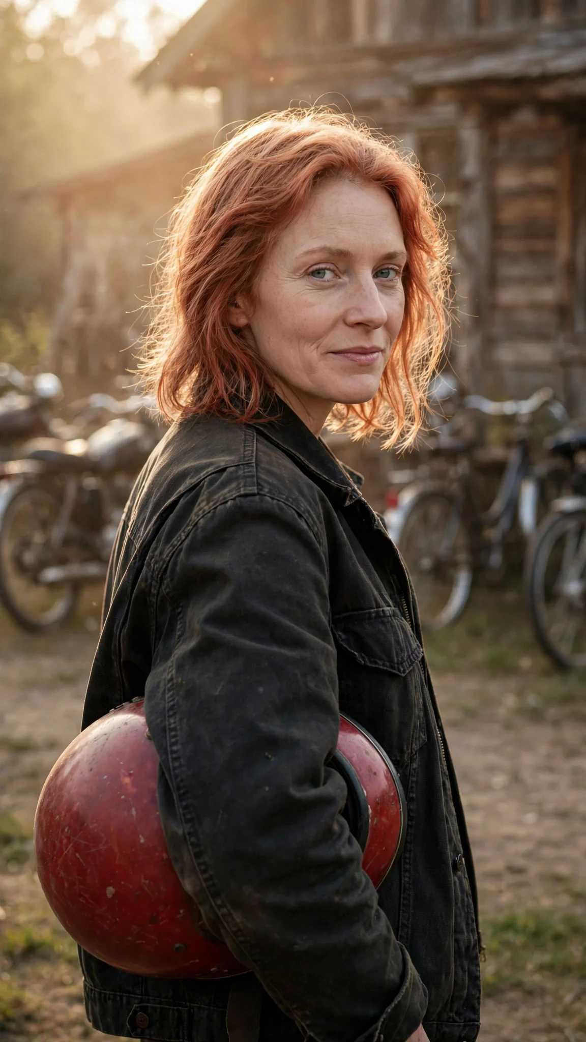 The red-haired woman turns as if she can hear Corrie.