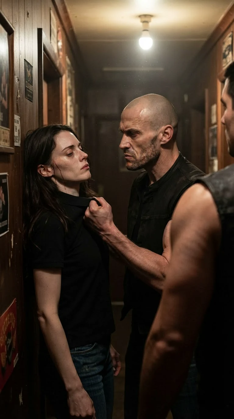 Cutter slams Corrie into the paneling and blood runs behind her ear.