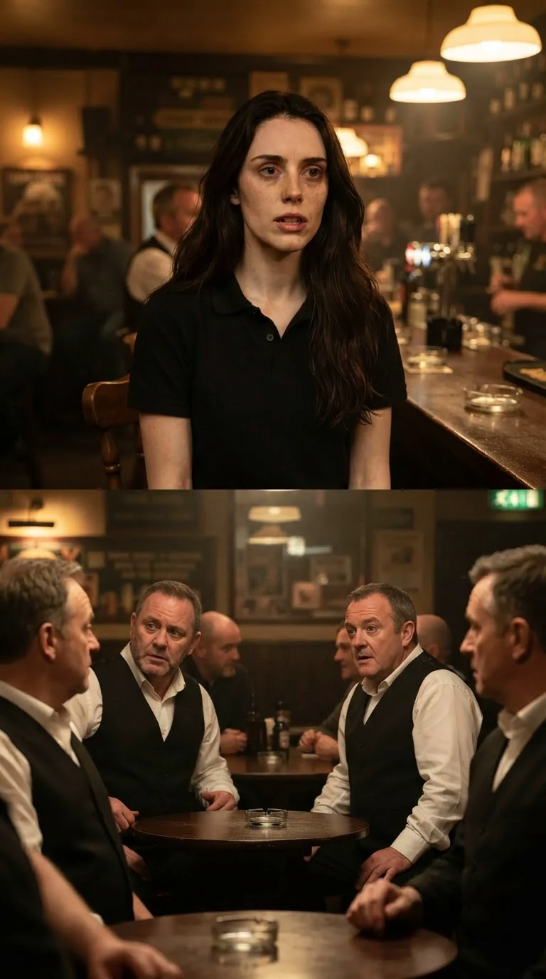 Corrie speaks up at the head table while men at nearby tables turn to listen.