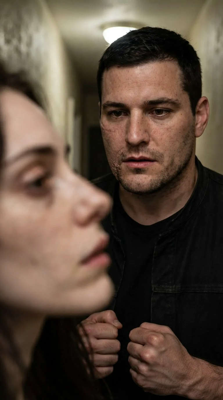 Garrick's eyes drop to Corrie's mouth, his jaw tight, desire and restraint warring on his face.