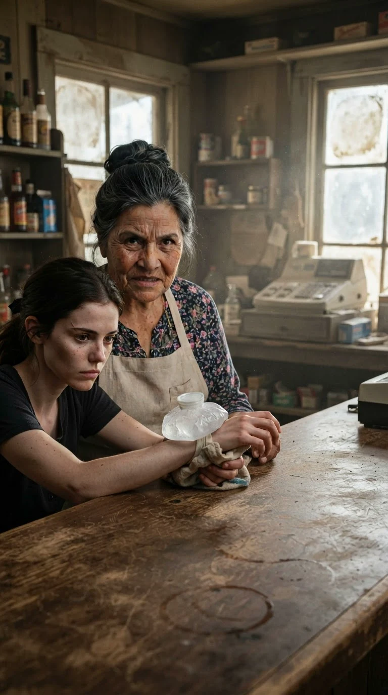 Opal glares across the bar counter while Dahlia holds ice to her wrist.