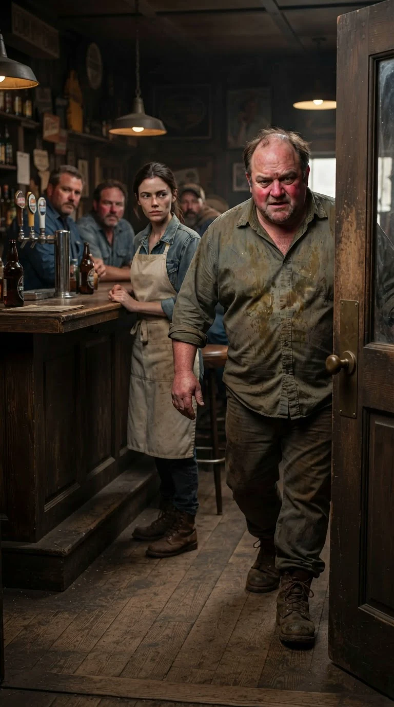 A drunk heavyset man pushes into the roadhouse and sneers at Dahlia.