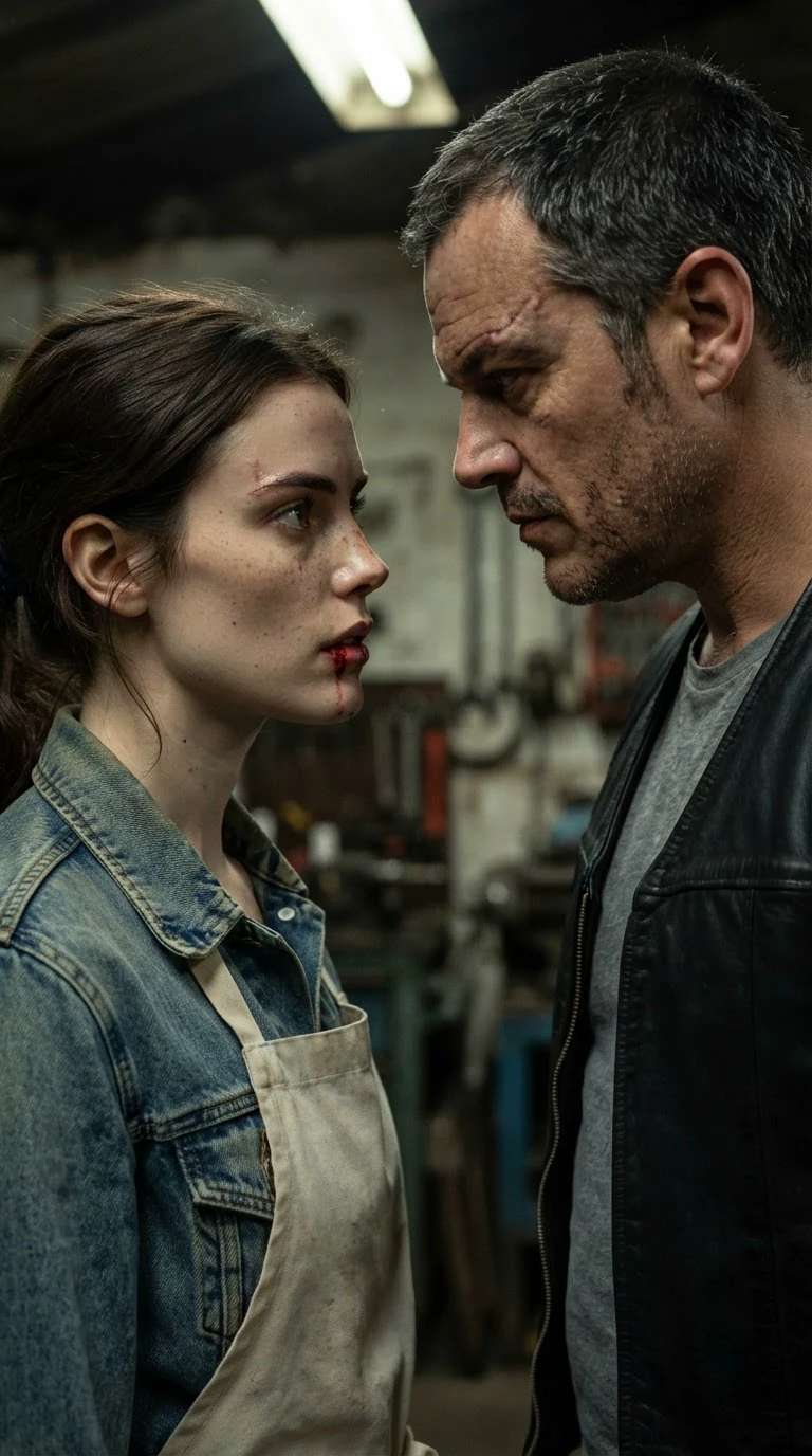 Dahlia faces Riggs with blood on her lip and defiance in her eyes.