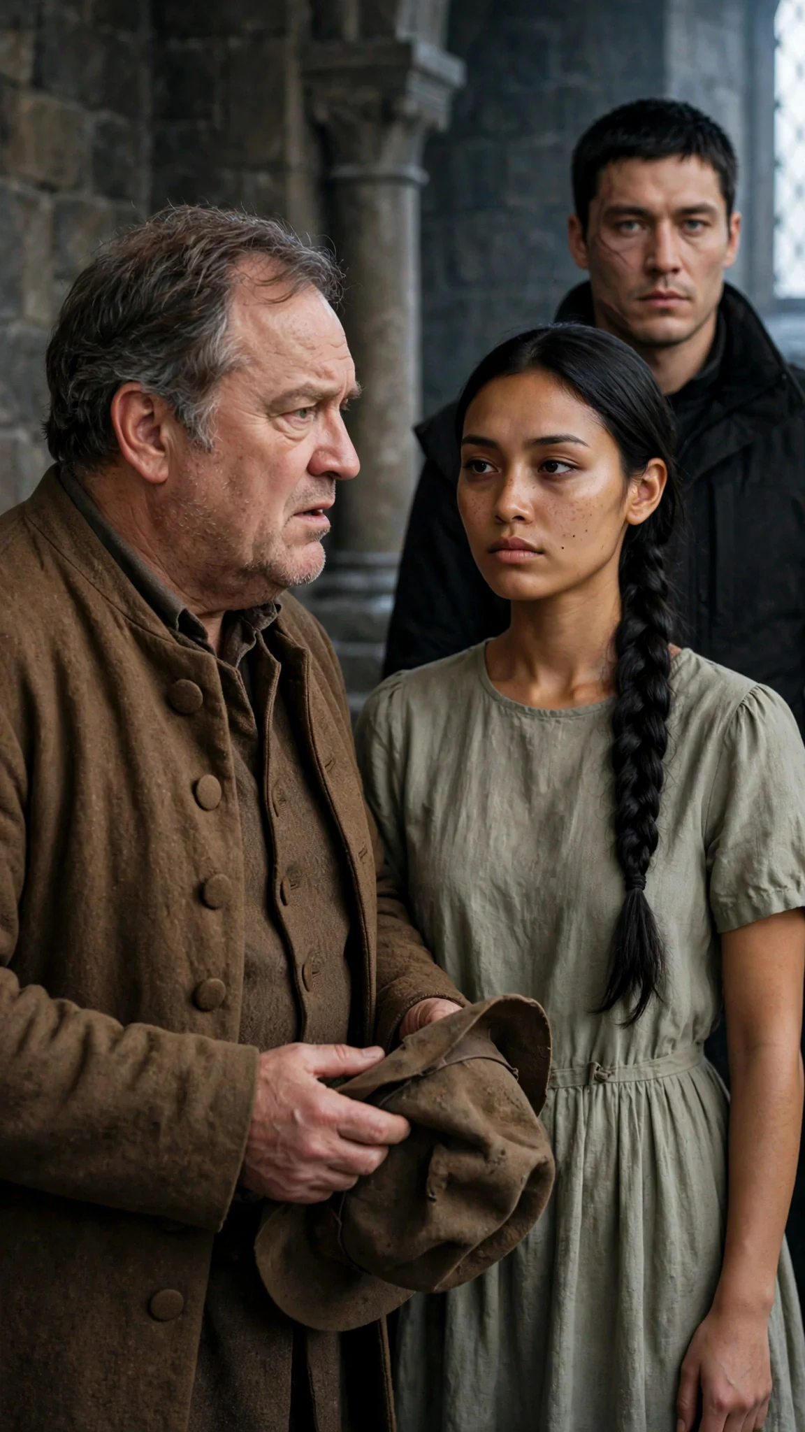 Hobart turns toward Tamsin, pleading with his eyes.