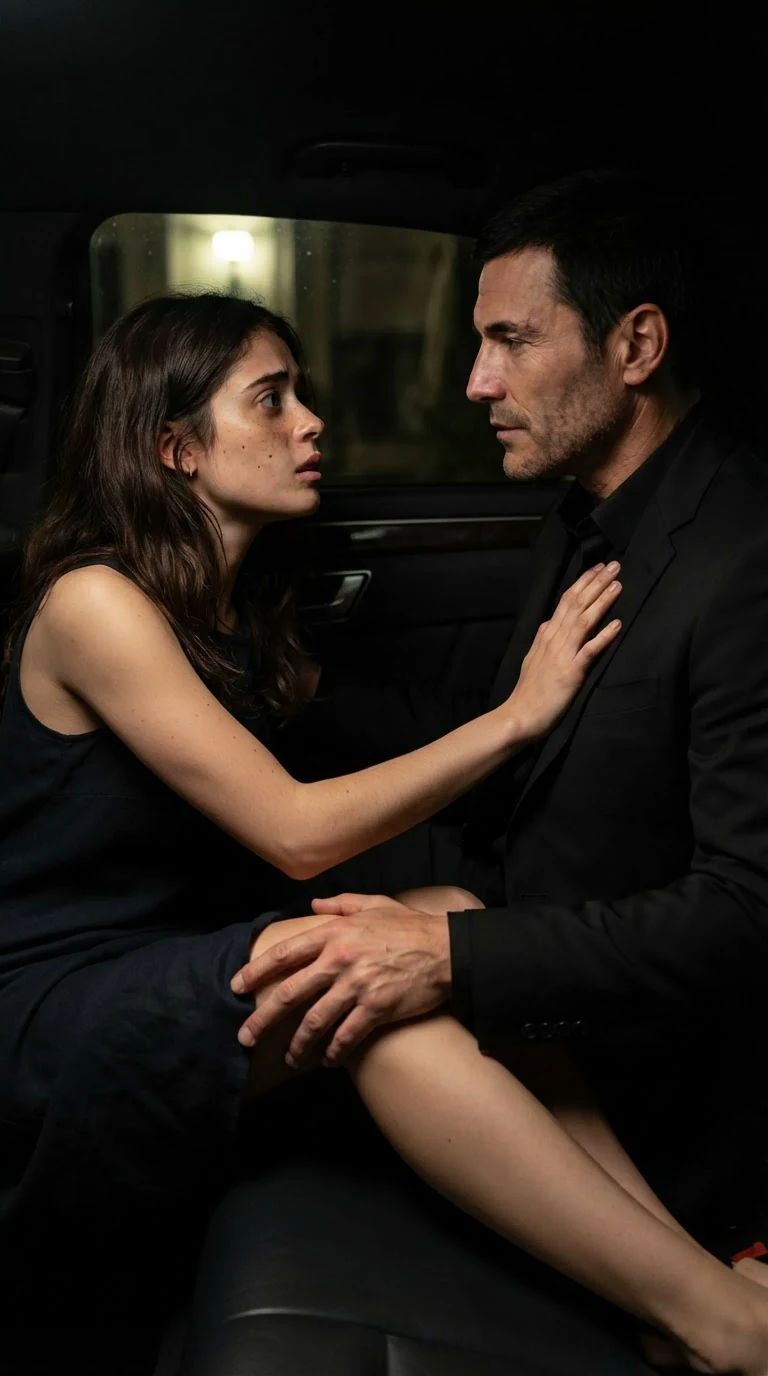 Nicolette pulls back from the kiss, one hand flat on Dario's chest, her chin lifted.