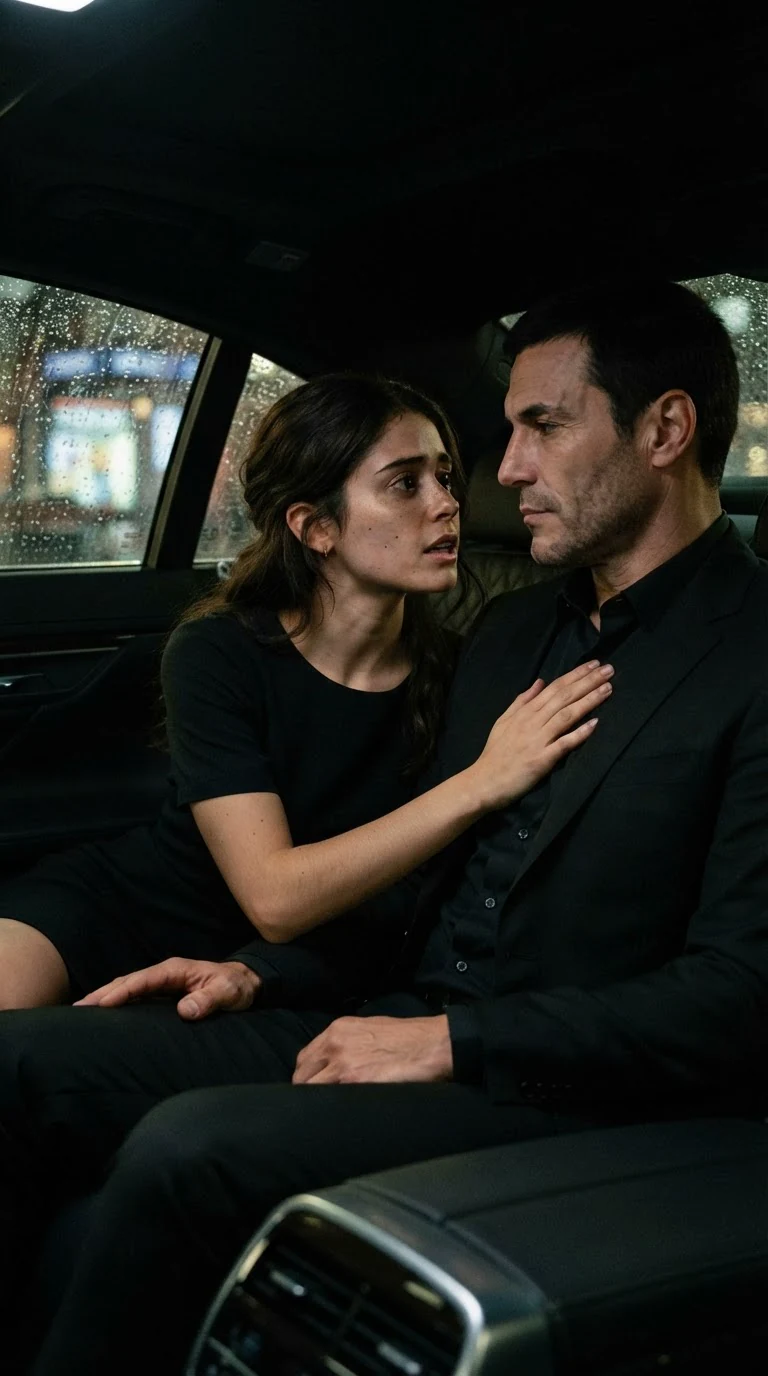 Nicolette bargains with Dario in the car, her hand on his chest, his eyes cold.