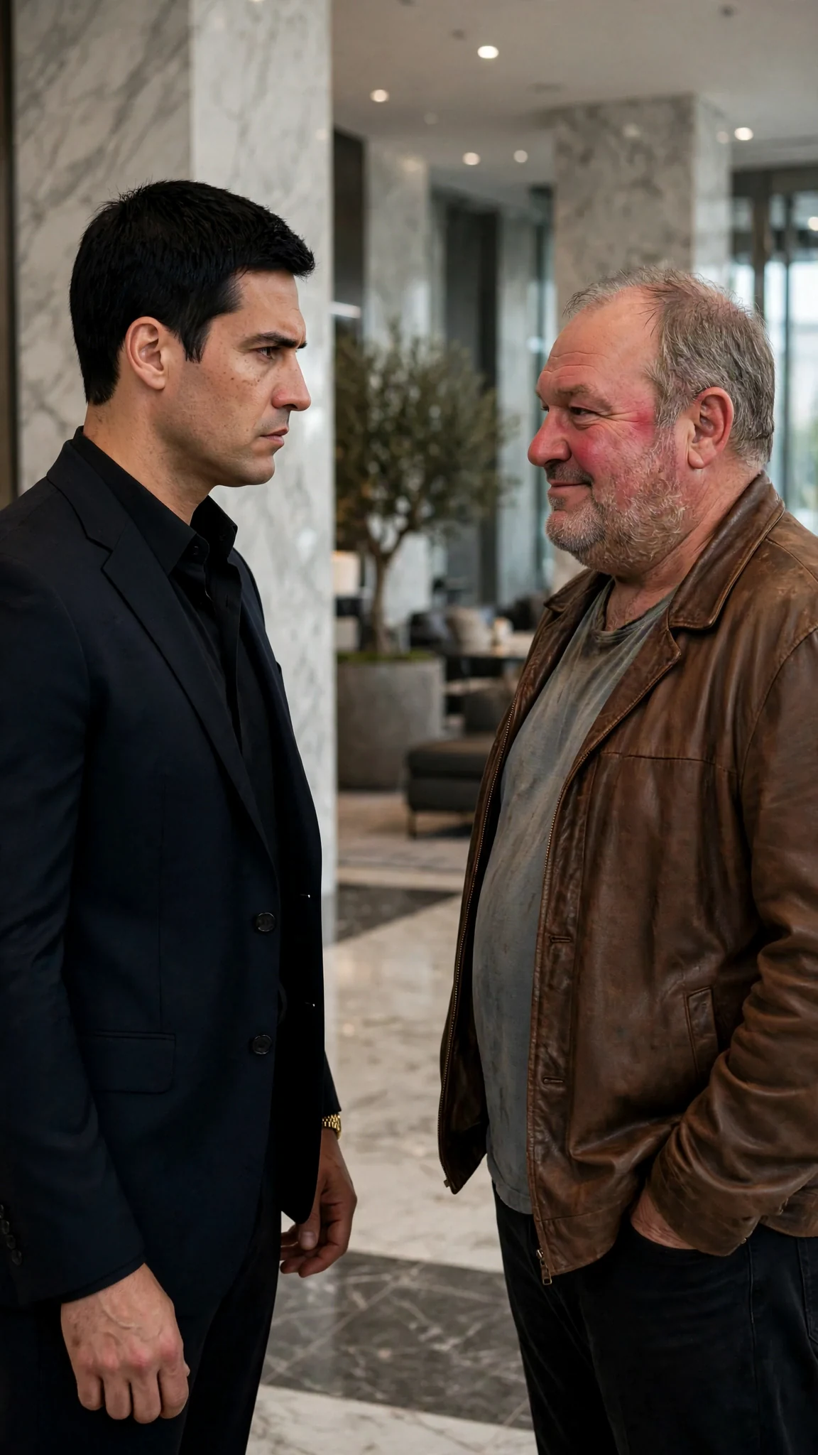 Dorian and Ruben face each other across the lobby, Dorian's jaw tight.