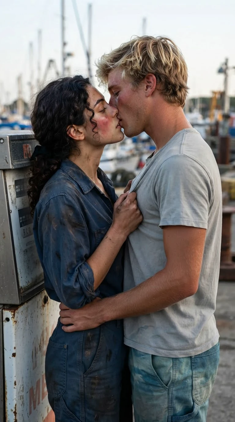 The kiss deepens, her fist twisted in his shirt.