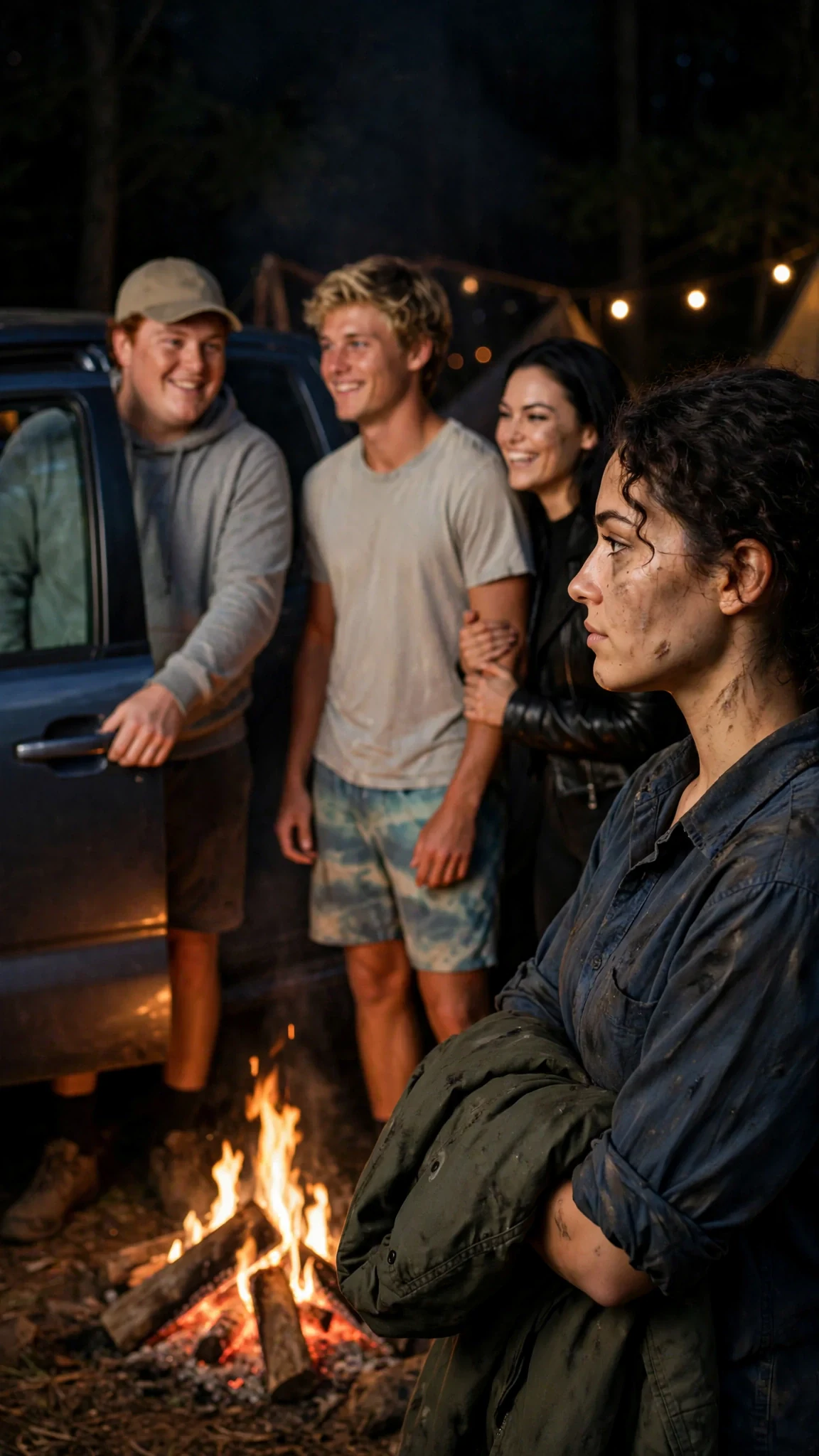 From the edge of the fire she sees the blond man by a truck with Paige's hand on his arm.