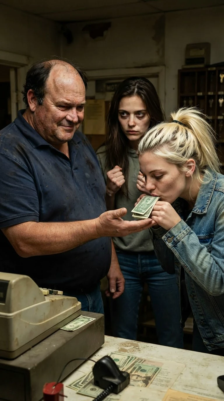 Curt holds out his palm and Kiki puts money into it.