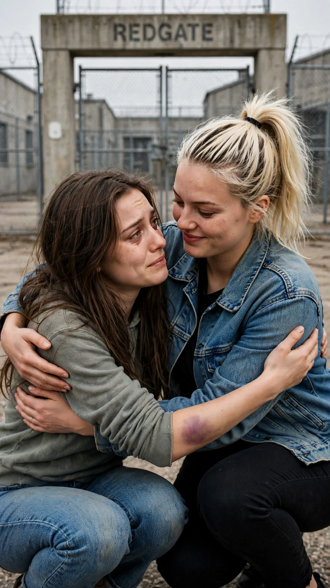 Romy and Kiki hug inside Redgate, both emotional.