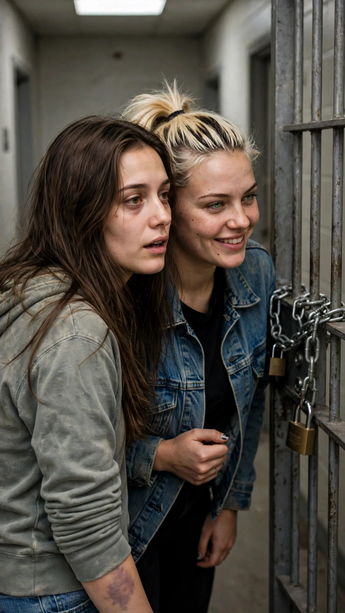 Romy looks back at the locked gate and lets out a shaky breath.