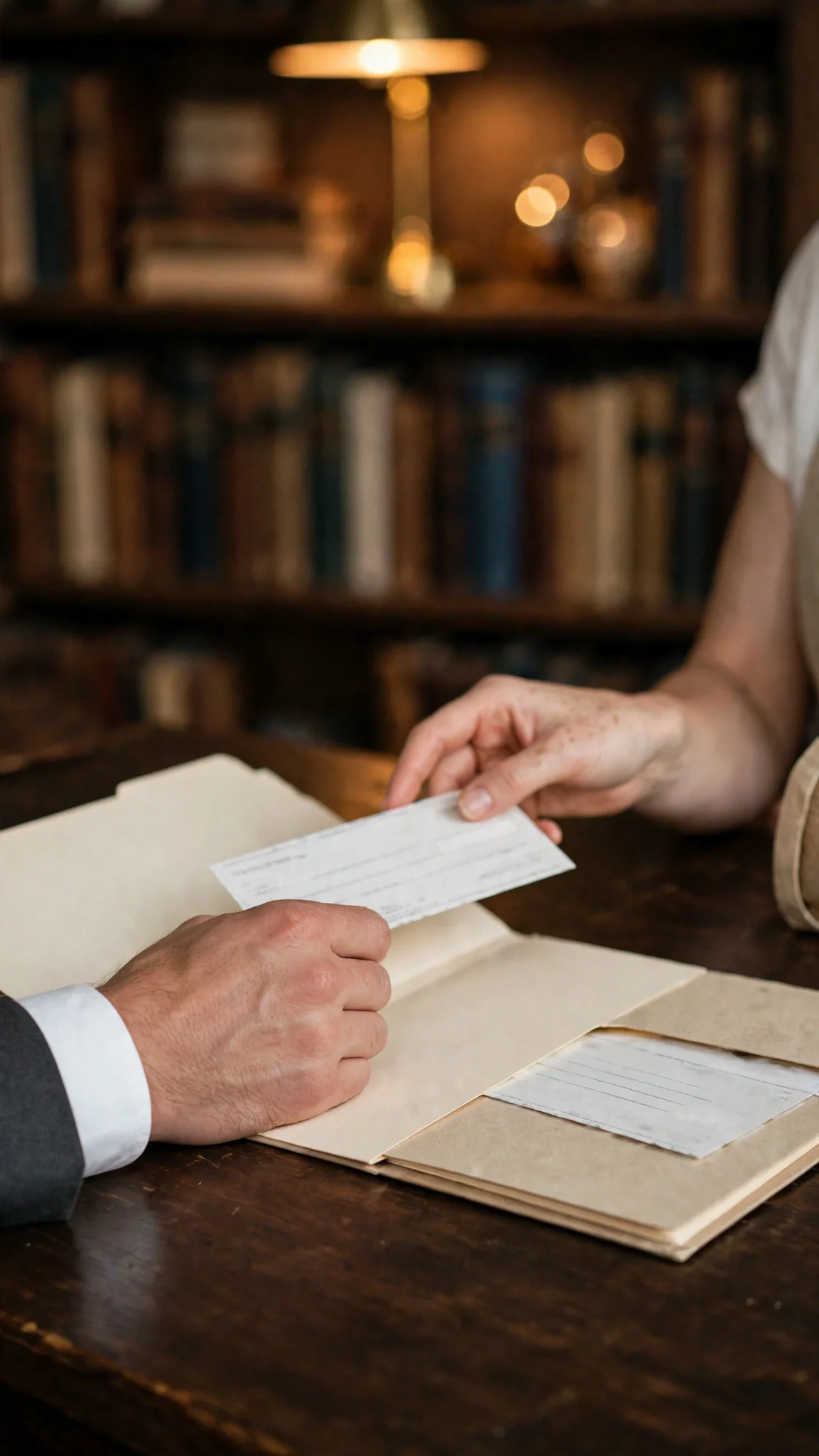 A new check lies on the study desk beside the divorce papers.