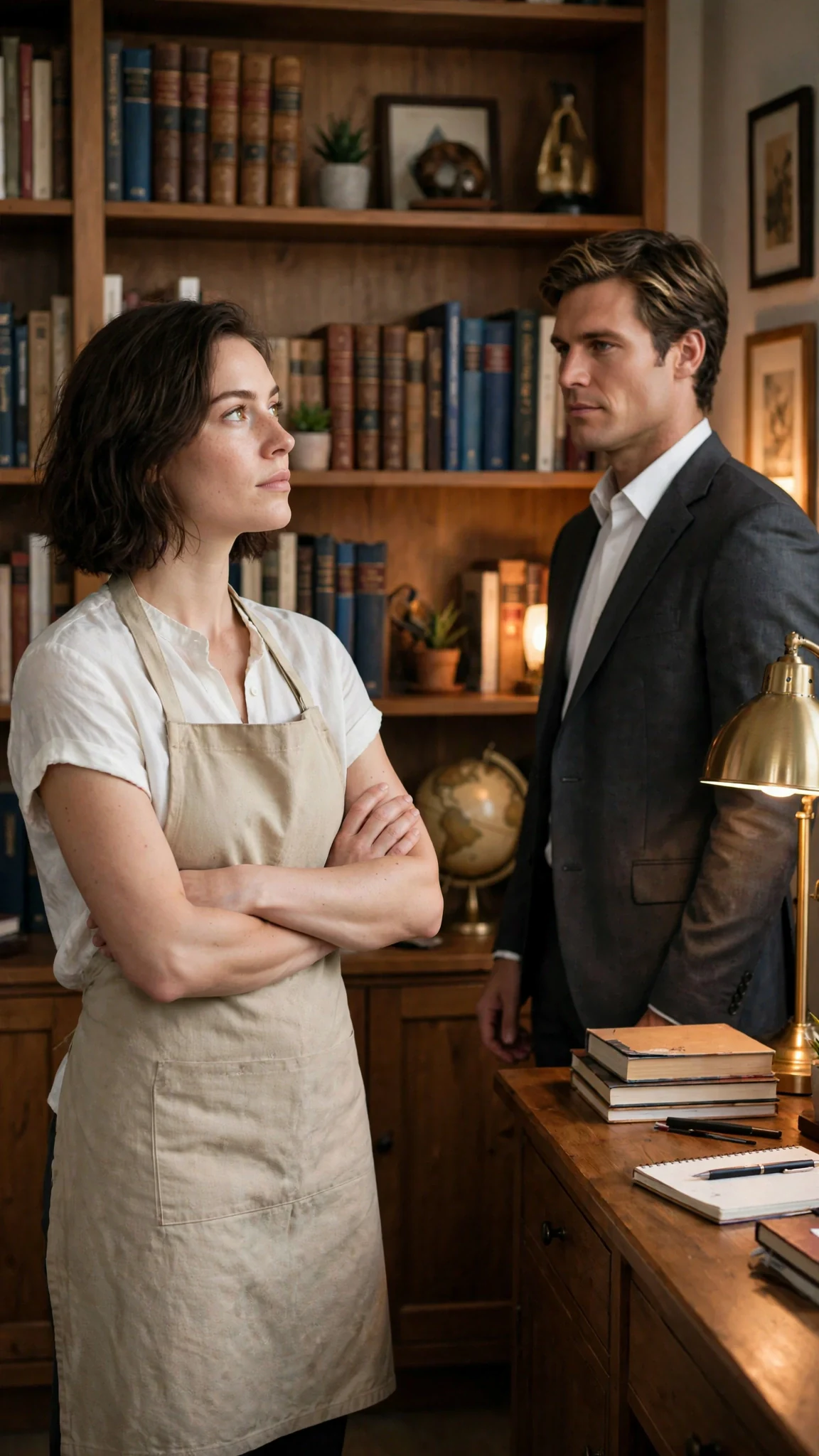 Isla speaks plainly to Declan across the study, hurt held in check.