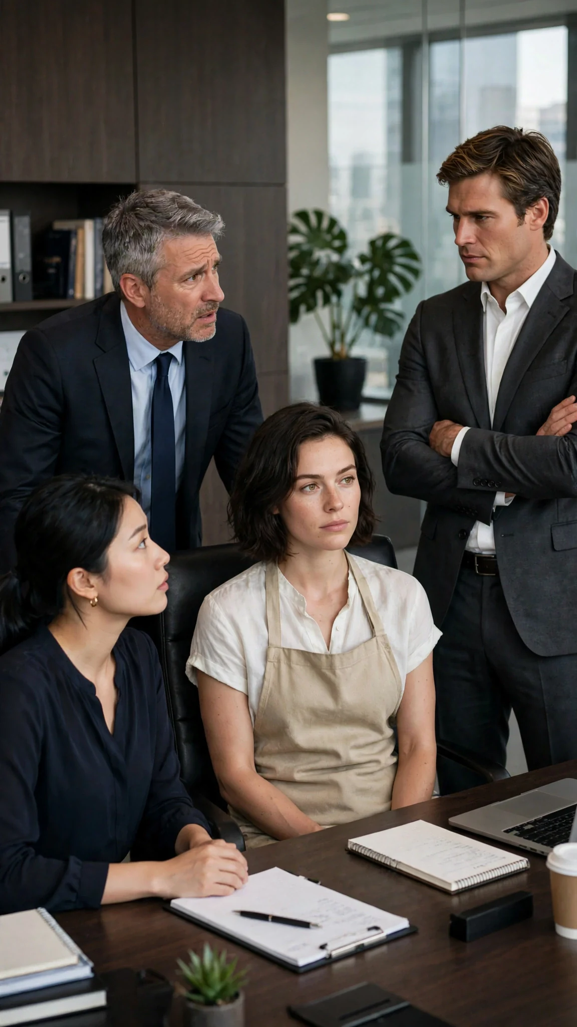 The lawyer and his assistant exchange an uncomfortable look while Isla and Declan face off.