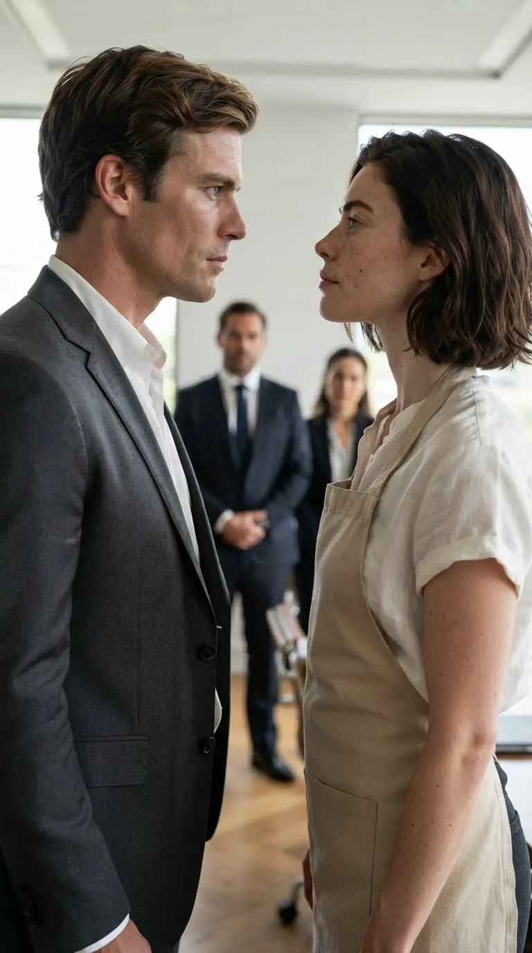 Declan says something cutting in a low voice while Isla stands before him.