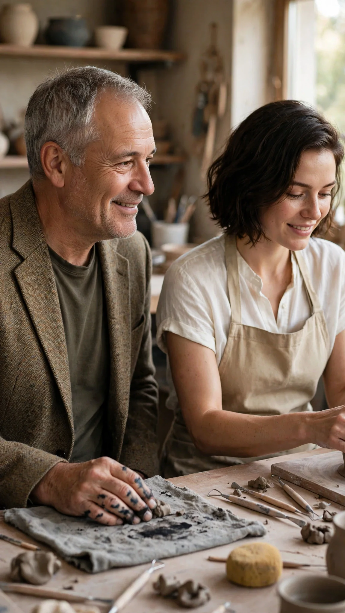 The collector nods at her with open admiration, one hand on the counter.