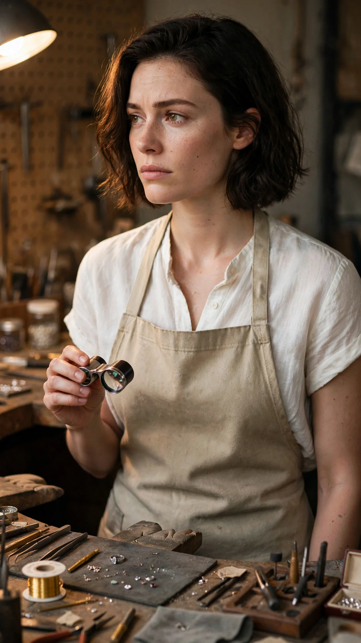 Isla stands still at her bench, jaw tight, remembering a cold voice.