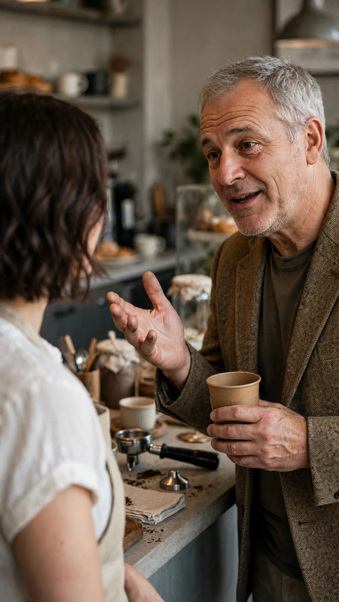 Cleve gestures warmly, naming Isla as the watchmaker who fixed the watch.