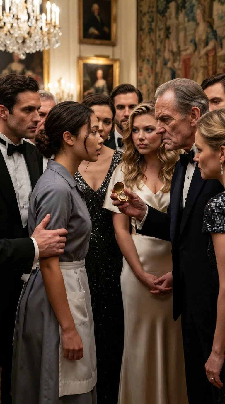 The maid names the mark while the hall listens.