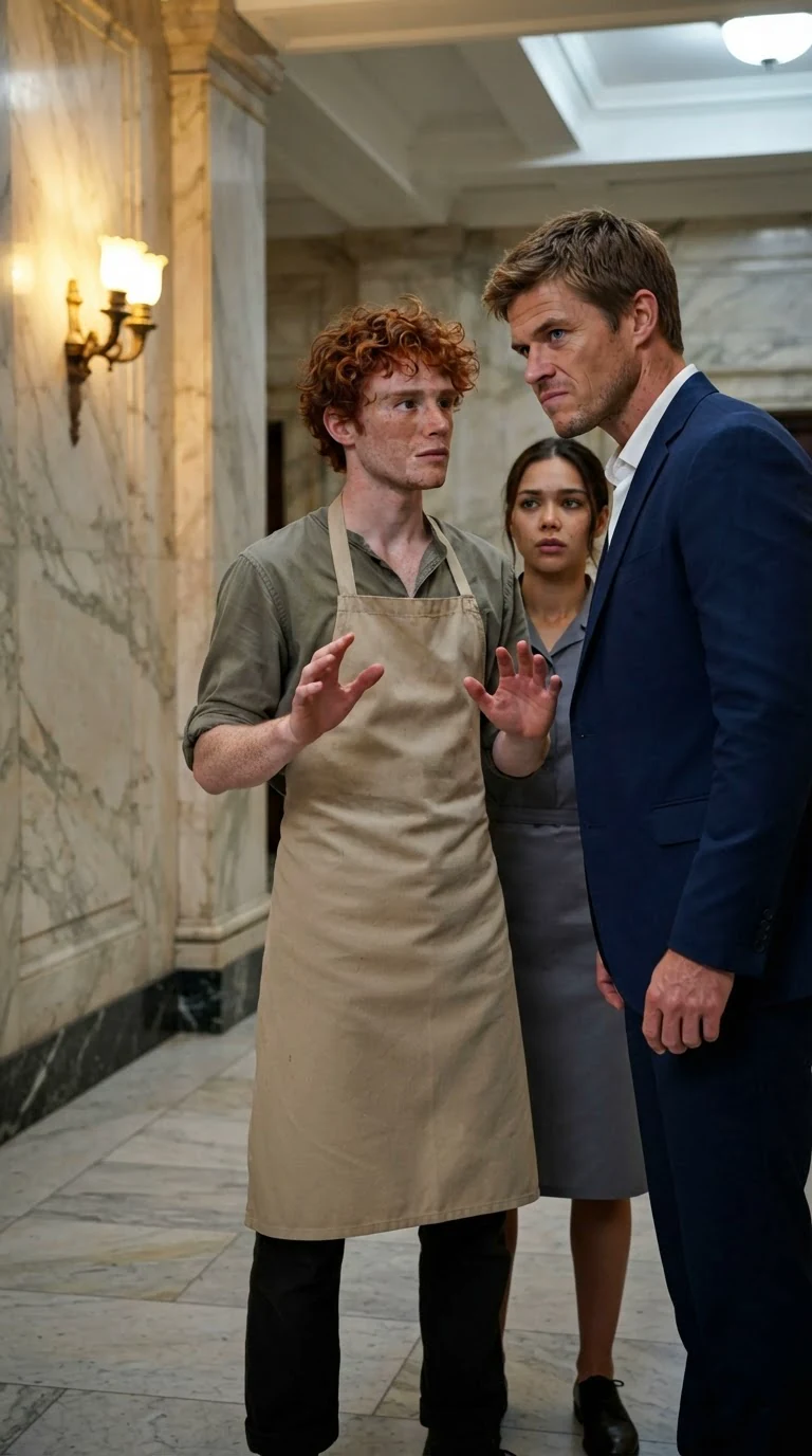 Kit steps between Lyle and Rosamund, his ears red.