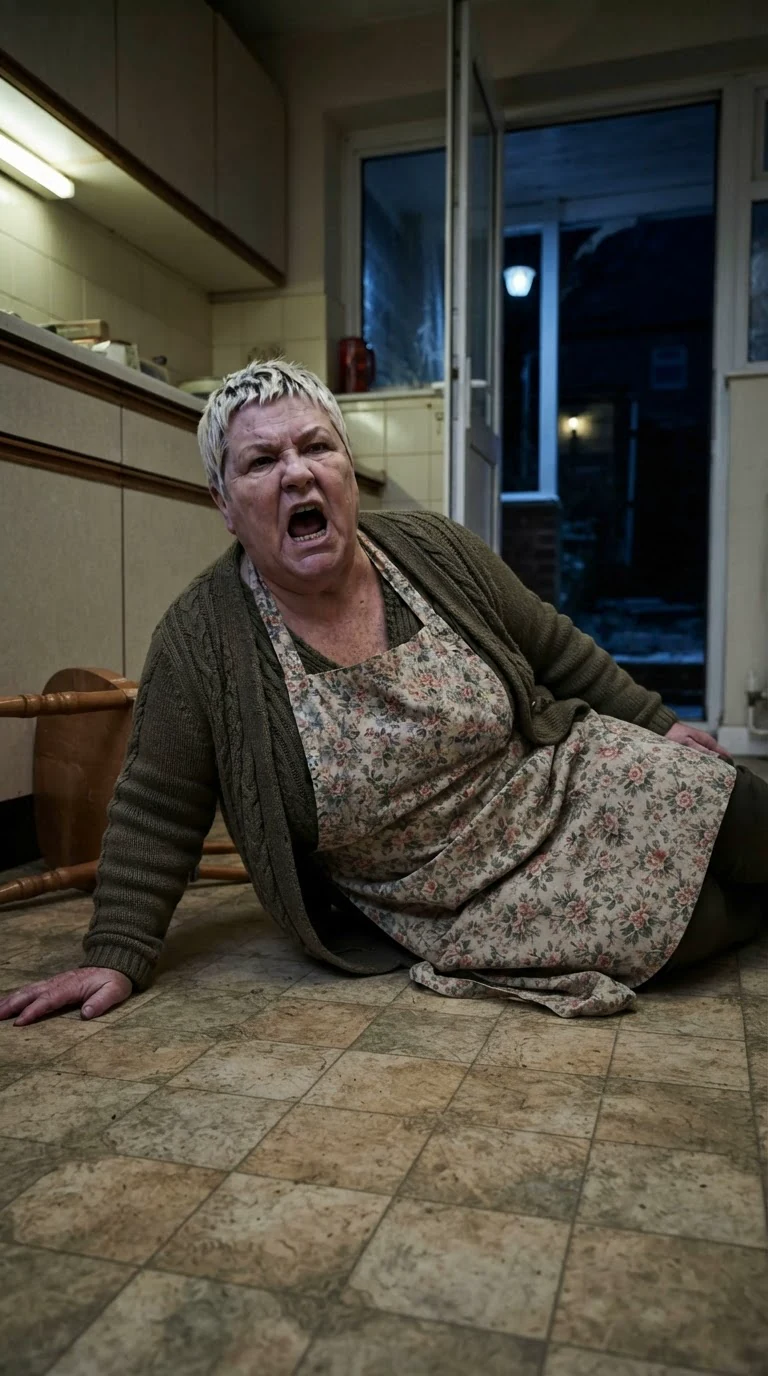 Doreen on the kitchen floor, shouting after Marnie.
