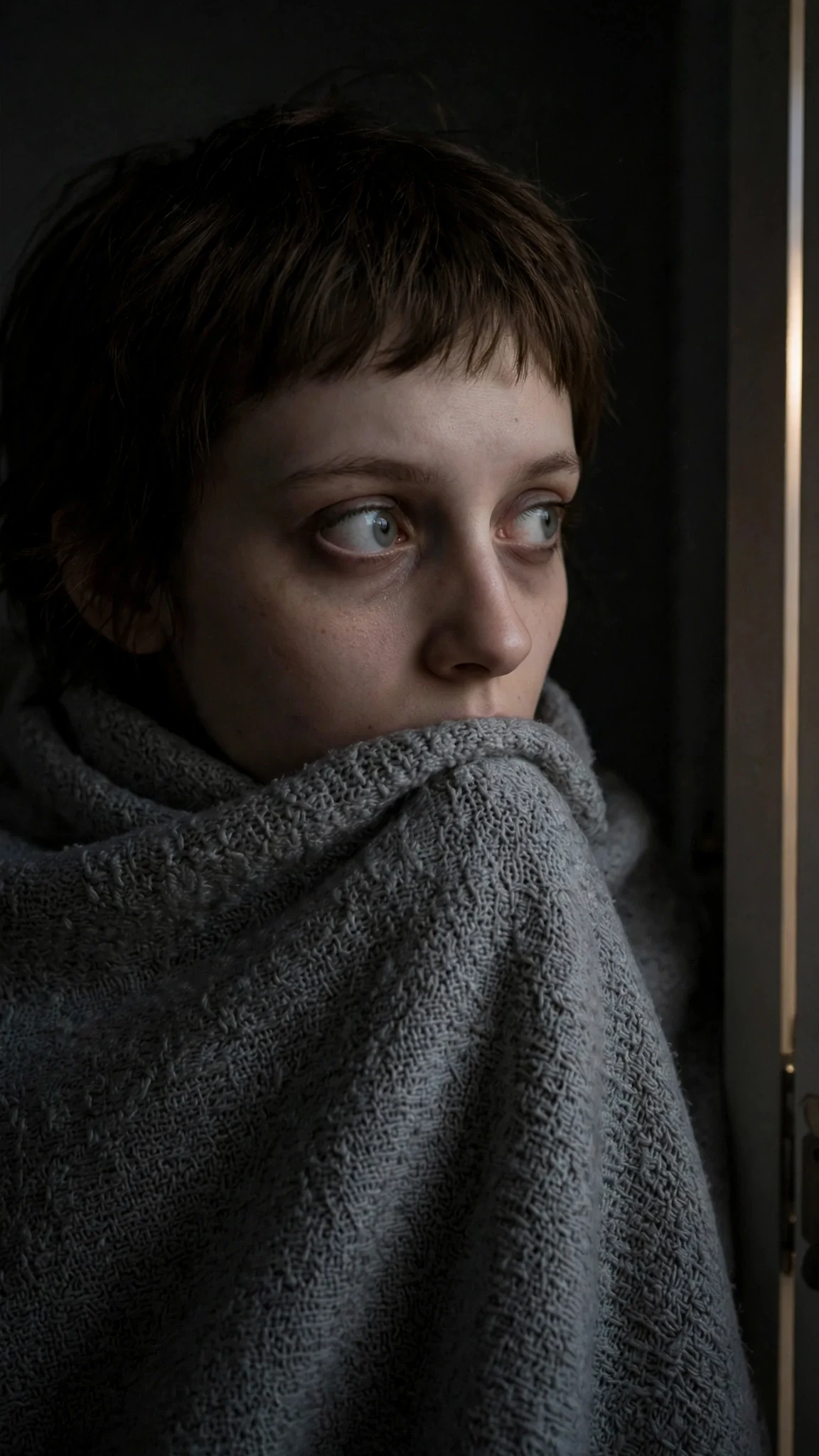 Close on Marnie's face in the dark, wide-eyed, the blanket at her chin.