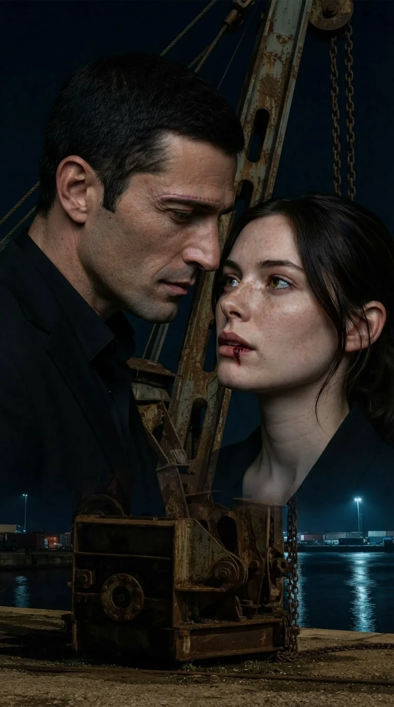 Saverio's eyes drop to Renata's mouth in the half dark.