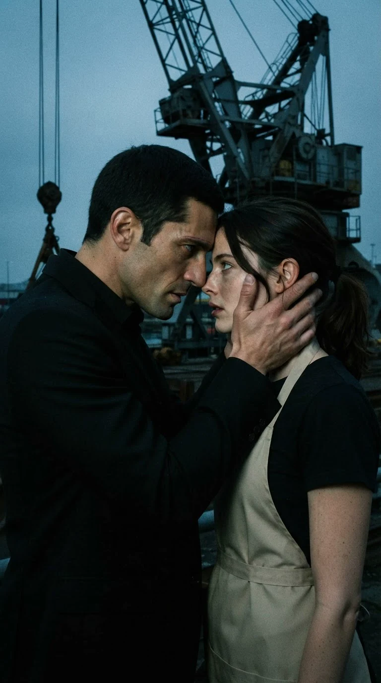 Saverio holds Renata's face and speaks before leaving.