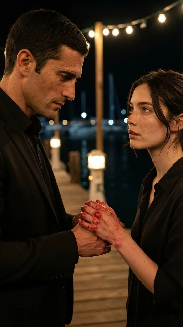 Saverio looks down at Renata's bloody hands and says she is wasted here.