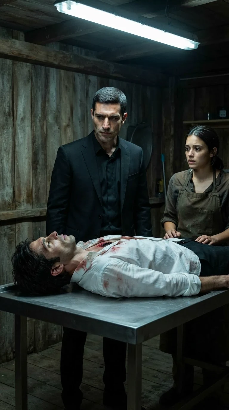 Saverio stands over Luca’s bleeding shoulder wound and gives Renata a cold order.