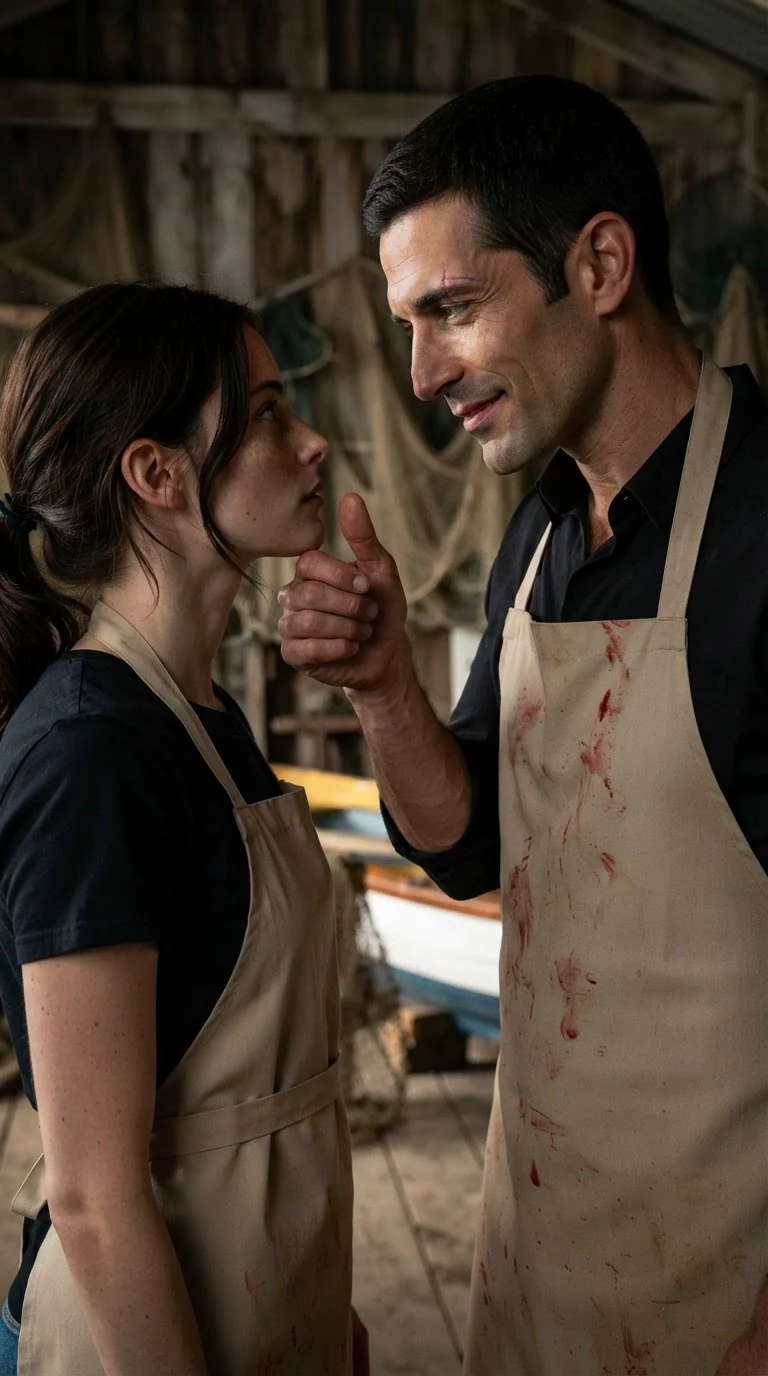 Saverio smiles without kindness and steps close enough to touch her.