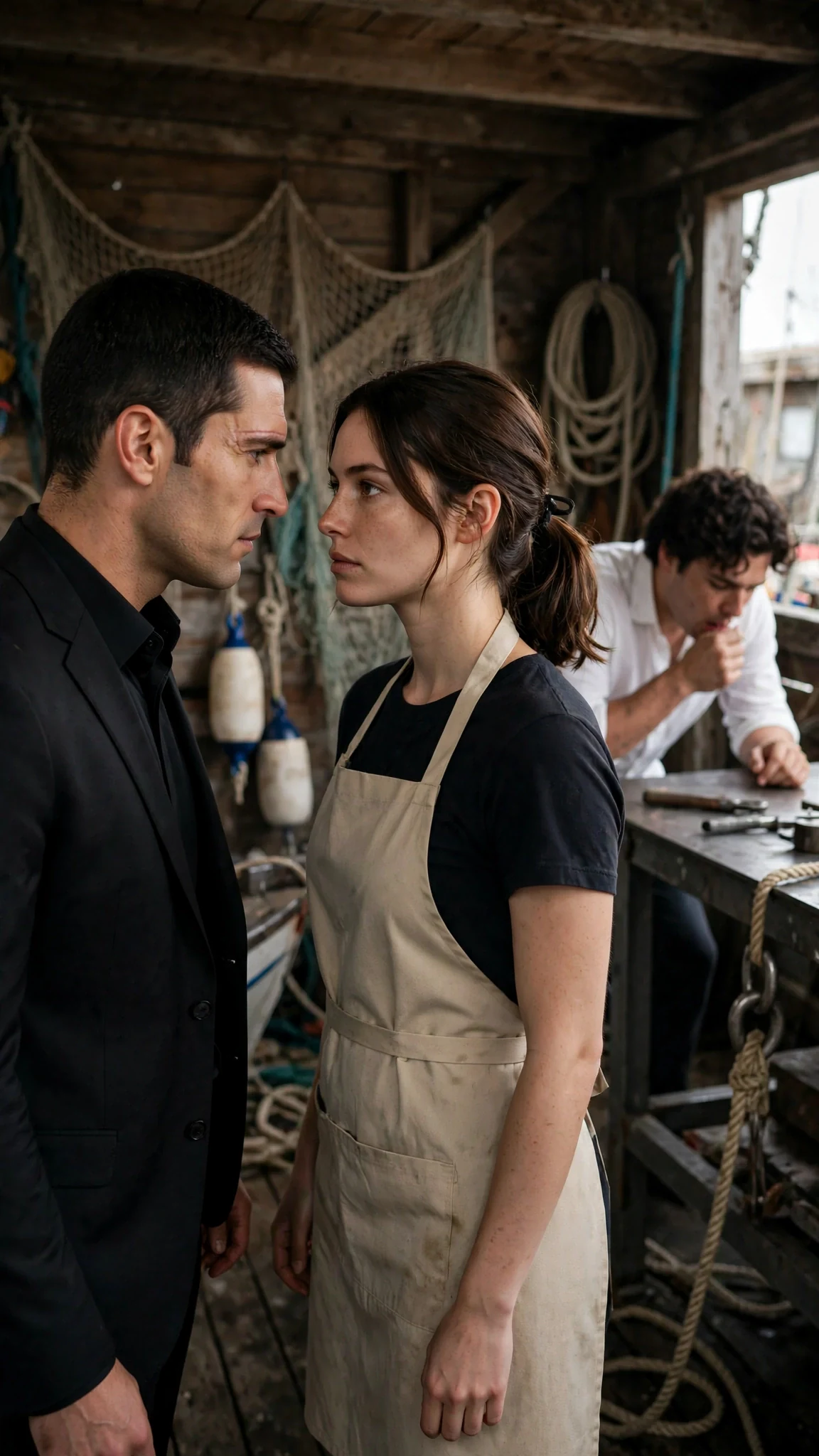 Luca coughs behind them, but Saverio and Renata keep their eyes locked.