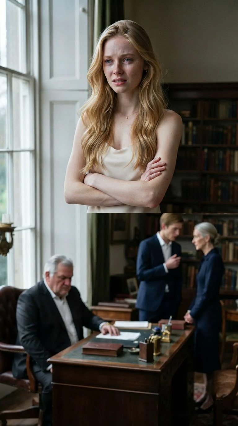 Fiorella alone by the window, arms crossed hard, jaw working.